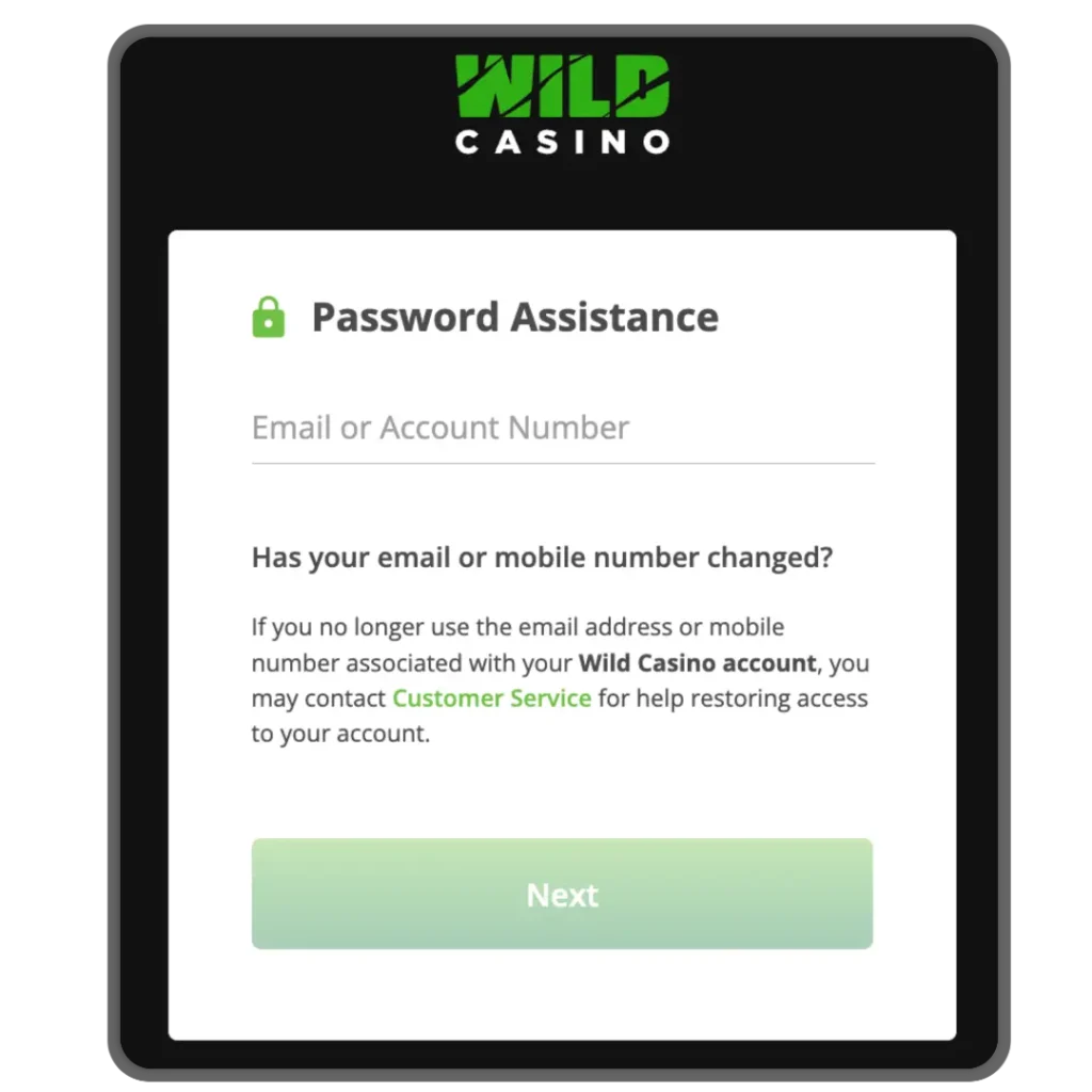 Reset password - screen interface